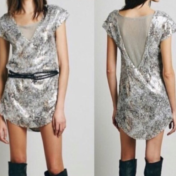 46. Free People Shuttered Glass Sequined Mini Dress XS - Picture 4 of 15